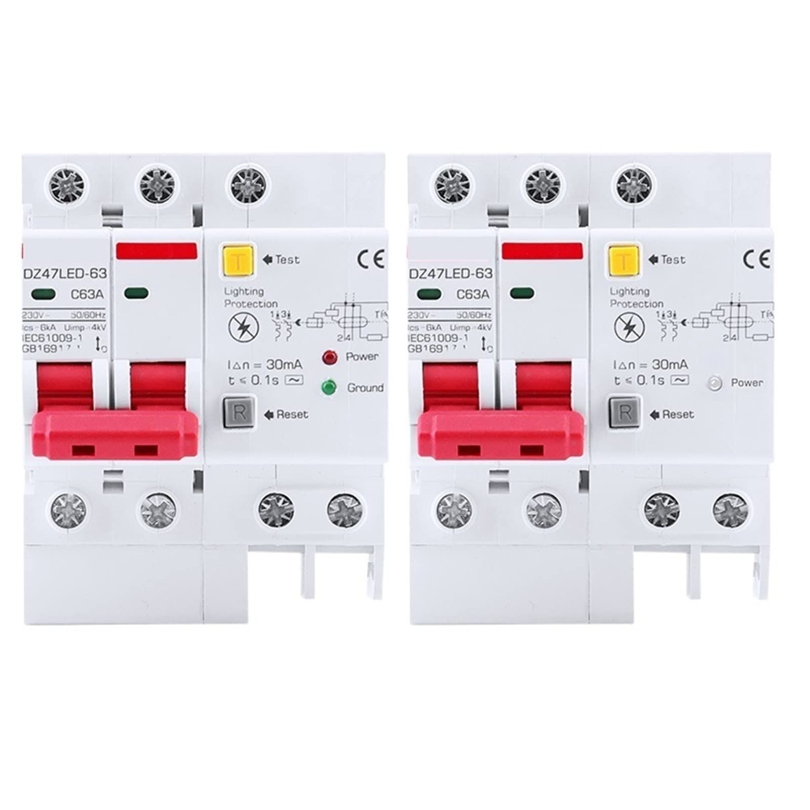 Surge Protector Protector 2 Pole DZ47LE Circuit Breakers RCBO RCCB MCB RCD 16A 20A 25A 32A 40A 50A 63A DZ47 1Pcs(2 Pole Double Light,20A)