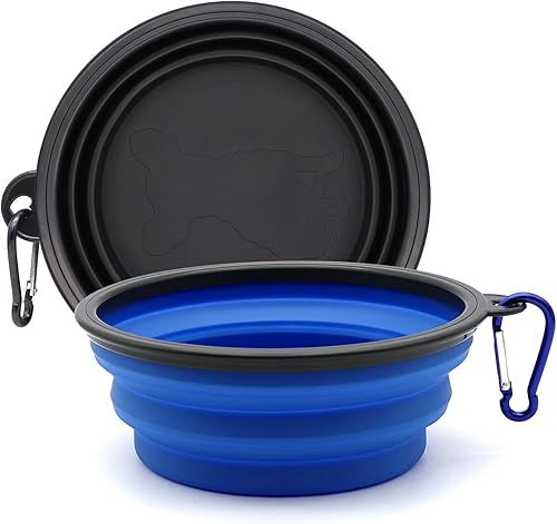COLLAPSIBLE Paquete de 2 cuencos de viaje para perros pequeños, cuencos plegables para agua para gatos, plato portátil para alimentación de mascotas
