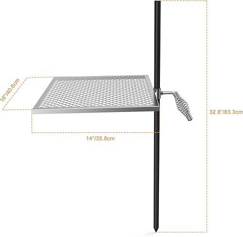 Miniatura 2 de only fire Parrilla giratoria para fogata ajustable, parrilla de cocción de malla para parrilla, campamento al aire libre, senderismo