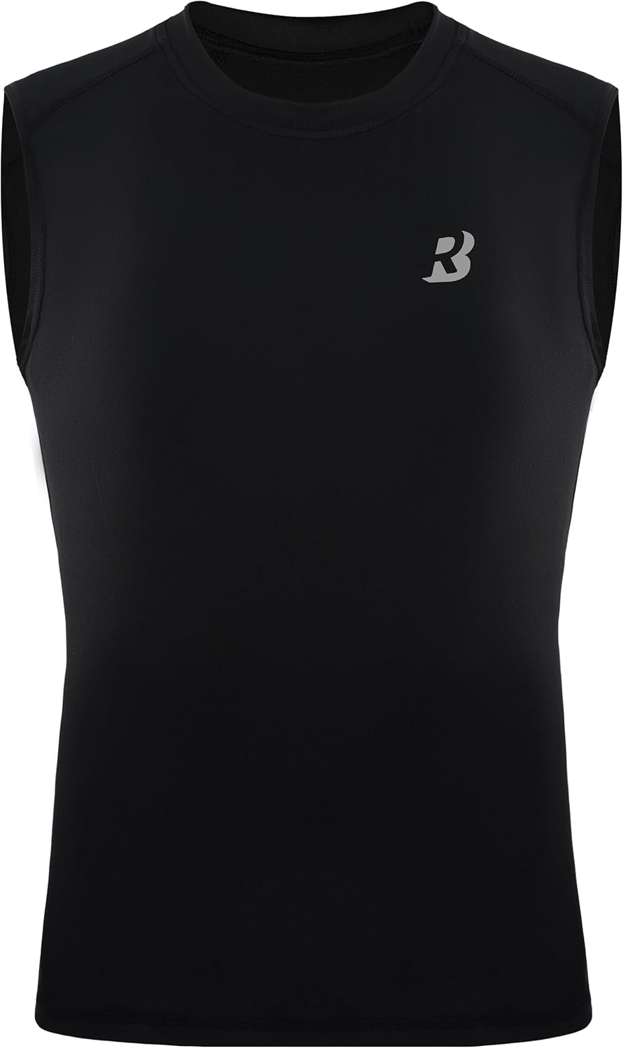 Roadbox Boys Sleeveless Compression Shirts, Youth Quick-Dry Football Undershirt, Athletic Tank Tops for Basketball Sports