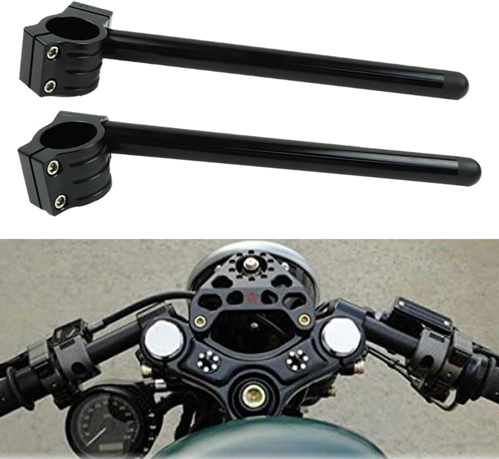 FLYPIG Motorcycle 300mm 7/8'' Clip-On Fork Handlebars for Honda CB500 CB650 CB750 1969-1982 CBX CL77 MR250 SL350 CB450 CL450 CX500 GB500 GL500 CB550 Suzuki TS250 GN400 GS750 GT550 Universal 35mm