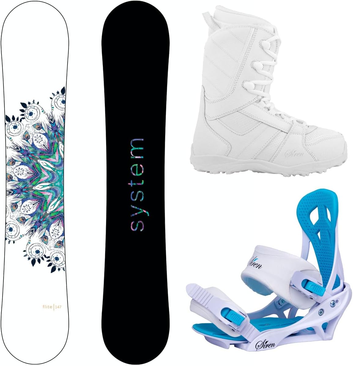 System Flite Snowboard w/Mystic Bindings and Lux Boots Women's Complete Snowboard Package