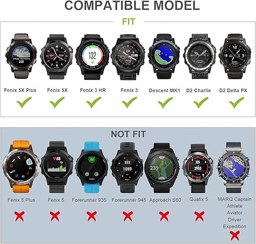 Miniatura 22 de NotoCity Compatible con Fenix 5X Watch Bands 1.024 in Correa de reloj de silicona para Fenix 5X Plus/6X/6X Pro/7X/3/3 HR/Tactix/Descent MK1/D2 Delta