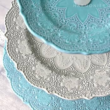 Amazon|イタリア製3段ケーキスタンド/ ブルーレースLaCeramica Amazon|イタリア製3段ケーキスタンド/ ブルーレースLaCeramica