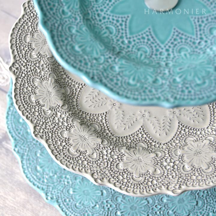 Amazon｜イタリア製3段ケーキスタンド/ ブルーレースLaCeramica