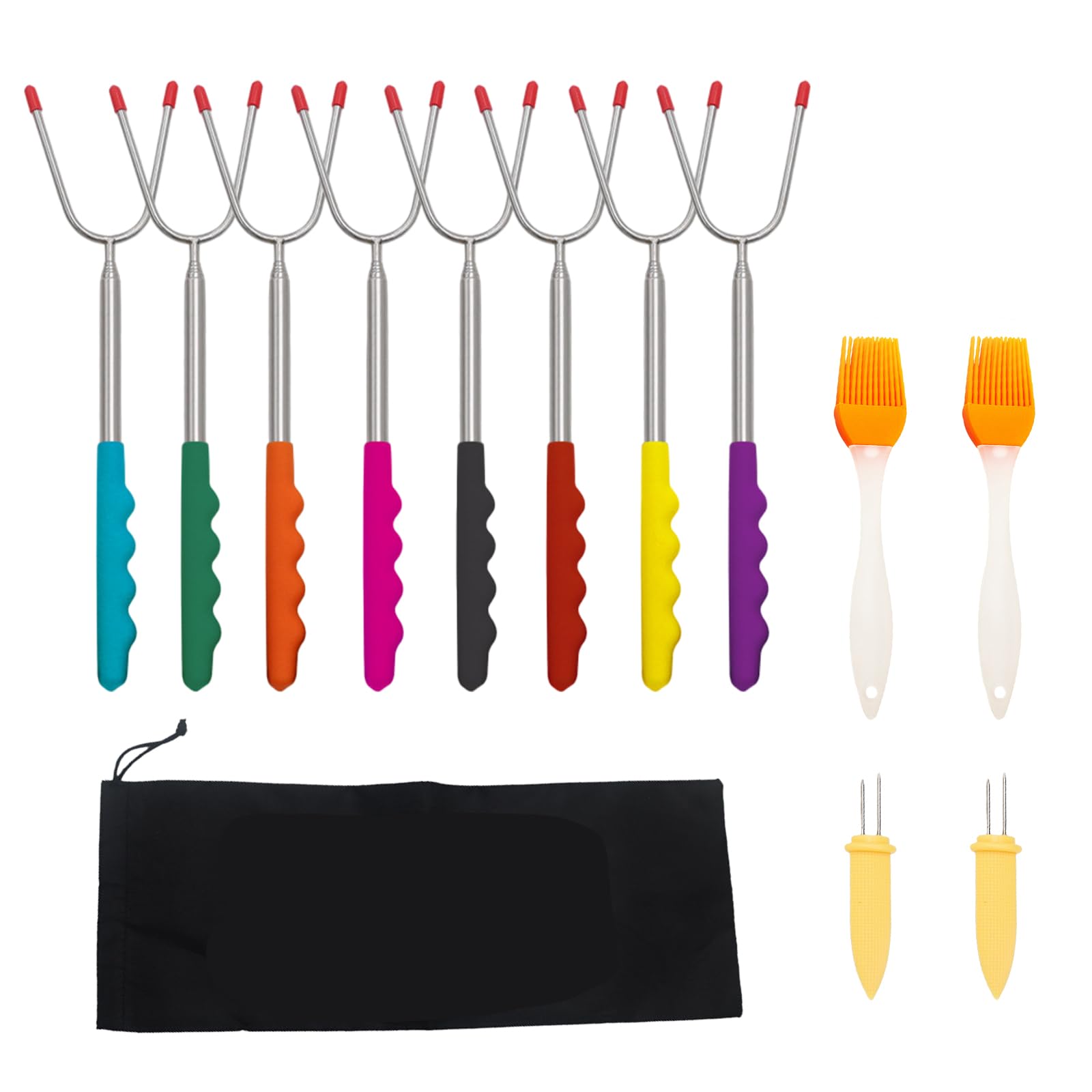 Fourchettes à griller télescopiques extensibles en acier inoxydable avec kit de brosses