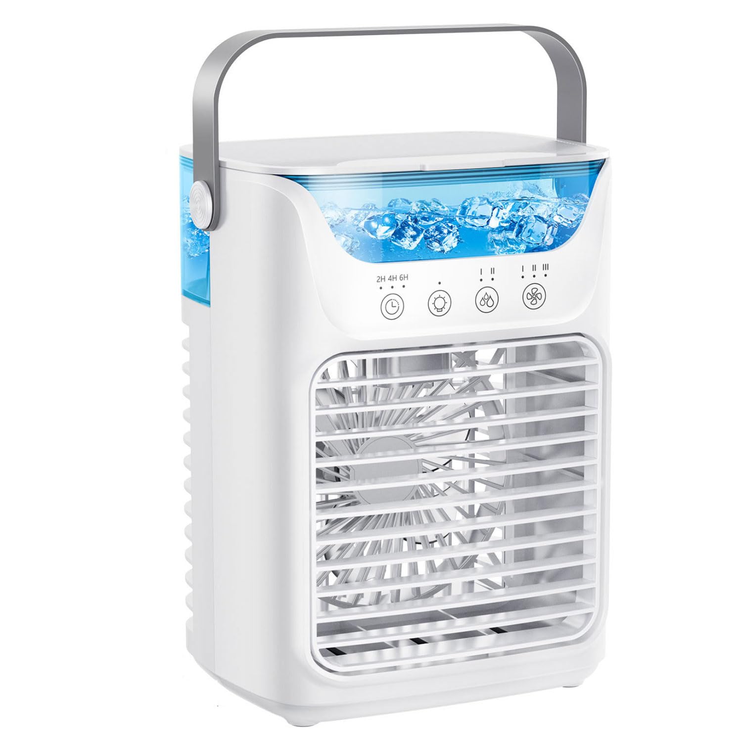 YIYHFKM Portable Air Conditioner Cooling Fan with 3 Speeds &2 Modes2-6H Timer 700ml Water Tank Humidifier Air Conditioner Fan Night Light Evaporative Air Cooler for Home Office Camping
