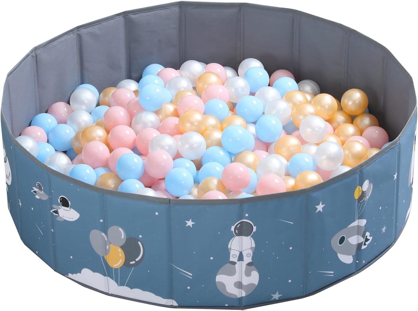 LimitlessFunN Kids Ball Pit Foldable Double Layer Oxford Cloth Play Ball Pool with Storage Bag (Balls Not Included) Playpen for Baby Toddlers (48 Inch, Large, Cosmos)