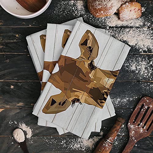 Kitchen Towels Set Geometric Giraffe Dish Towel Cartoon Animal Wood Grain Dishcloths 2 Pack, 18X28 Inches Absorbent Soft Cotton Dish Cloths Bar Towels & Tea Towels #TOP1