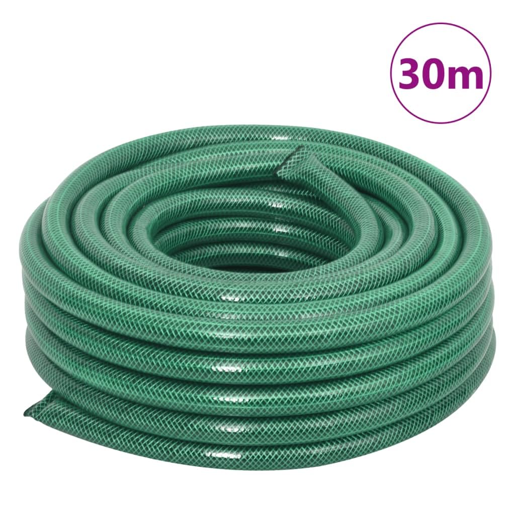 Tubo da giardino verde, 1,9 cm, 30 m, in PVC, flessibile, con rinforzo a 3 strati, senza pieghe, estensibile, per irrigazione giardino, prato, terrazza, balcone, piscina