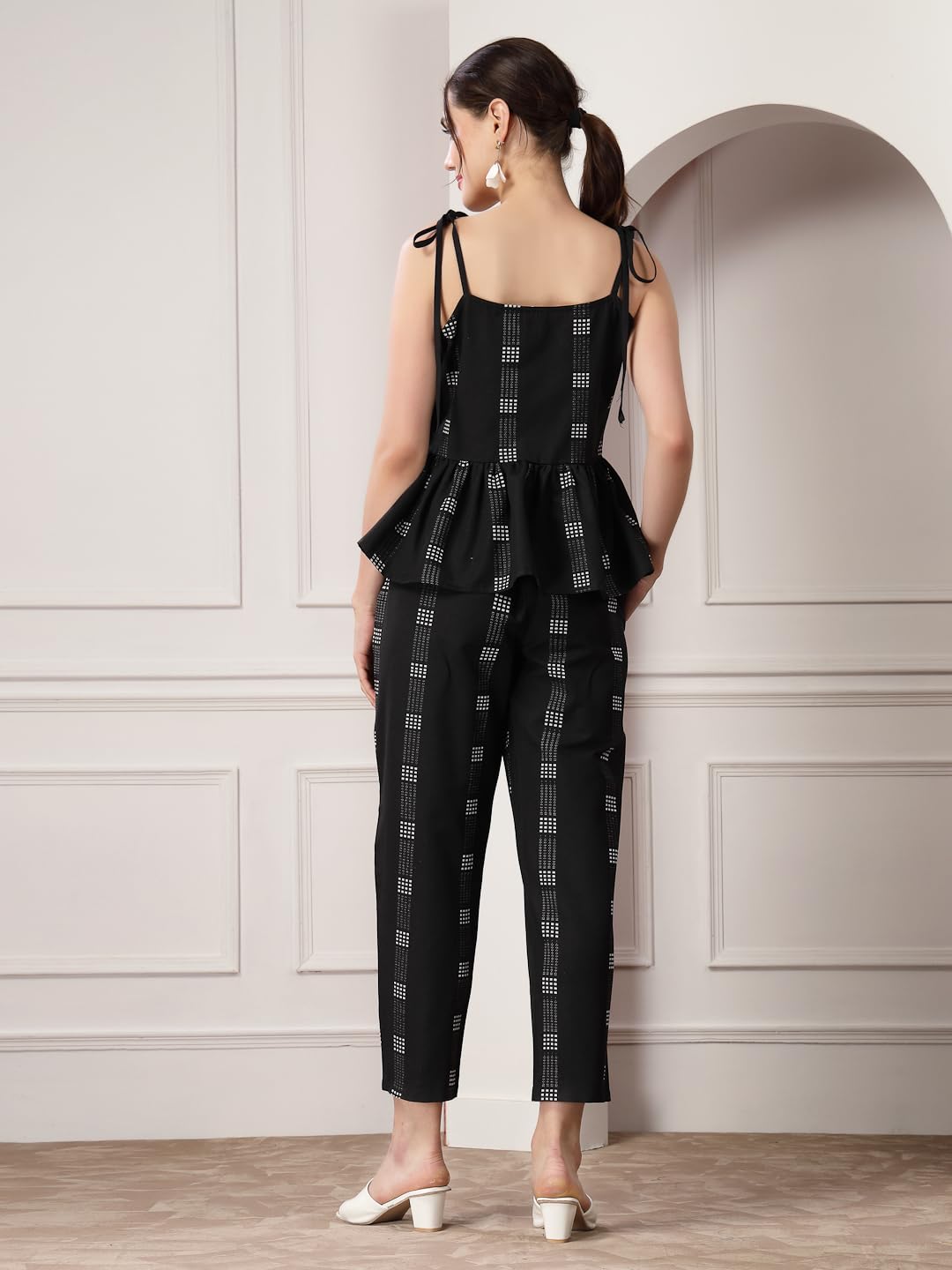 Stylum Women's Woven Design Cotton Blend Co-Ord Set (Csmiraj38_Black, M)