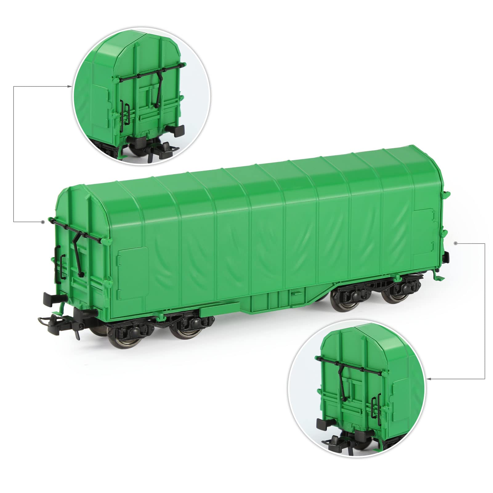 Evemodel 2 pezzi pista H0 1:87 modello trasporto ferroviario Wagon materiale rotabile carrello ferroviario paesaggistico (verde)