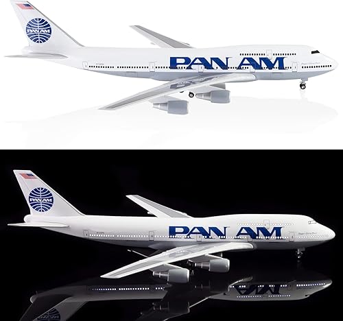 Miniatura 5 de 24-Hours 18" 1:150 Modelo Jet Panam Plane B747 Modelo Kits de aviones de exhibición de avión fundido a presión para adultos con luz LED (toque o