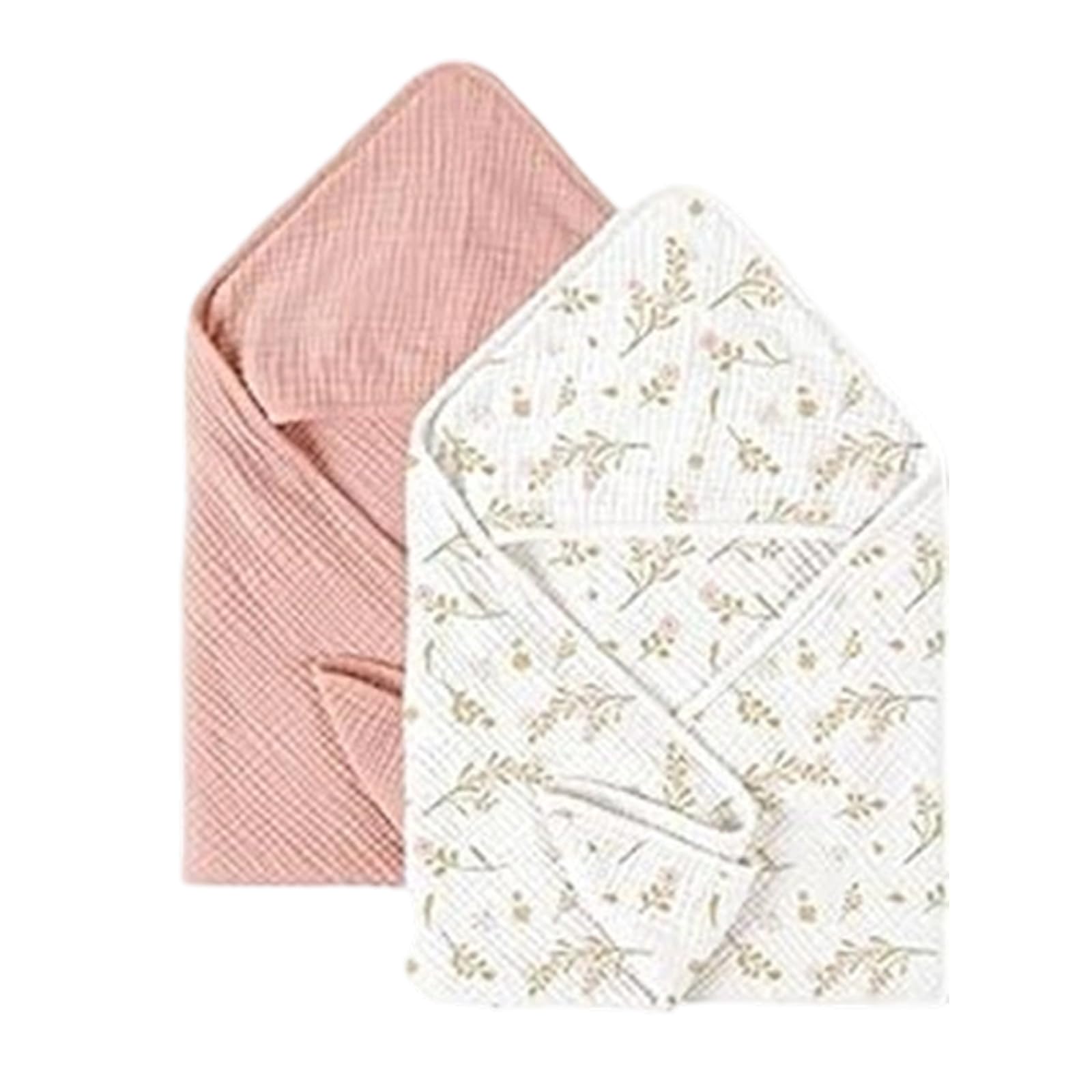 Lot de 2 serviettes à capuche pour bébé – Couverture en gaze de coton, super douce et absorbante pour l'heure du bain, photo de nouveau-né,