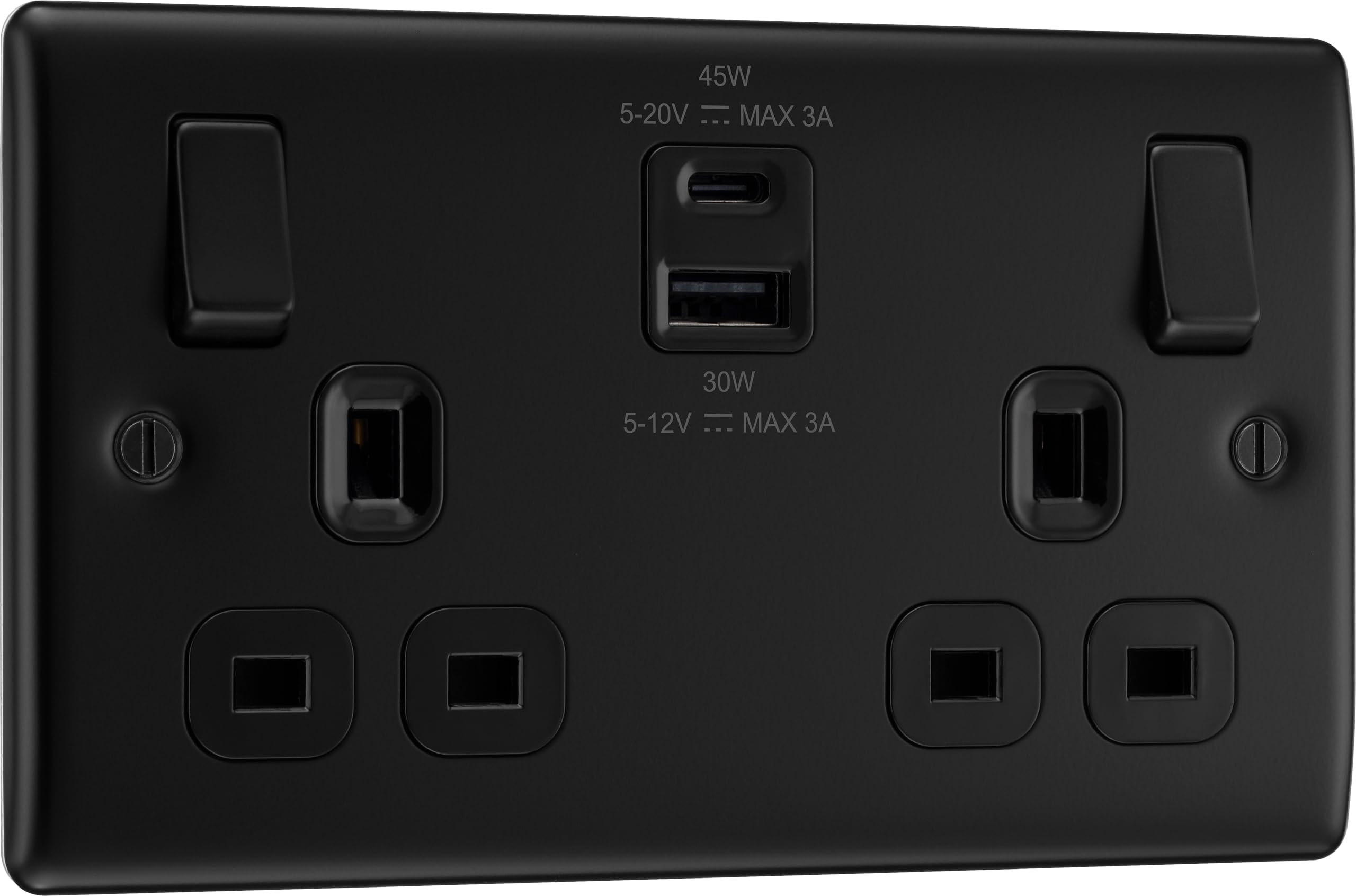Prise USB Type C et A intégrée pour moderniser votre bureau avec style noir mat