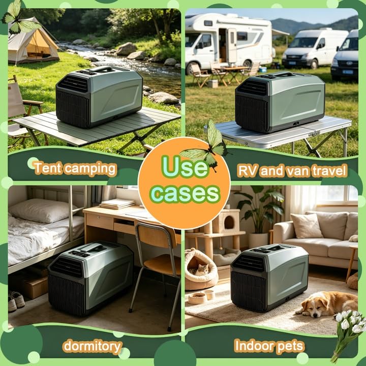 Condizionatore portatile 5000 BTU, Sistema di Raffreddamento Tenda Off-grid Doppio Tubo, Clim Mobile per furgone, Camping-Car, Gazebo, Chalet, Outdoor Gear