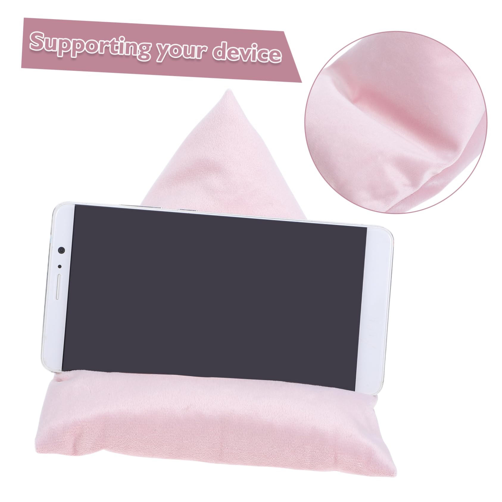 Support Oreiller Tablette Rose Multi-Angle en Peluche pour Lecture