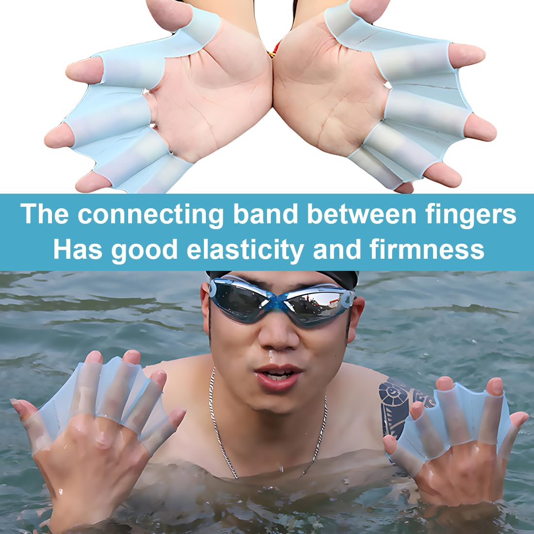 Surfing Schwimmpaddel Schwimmhandschuhe Webbed Aquatic Gloves Schwimmflossen für Schwimmtraining Schnorcheln L 1 Paar