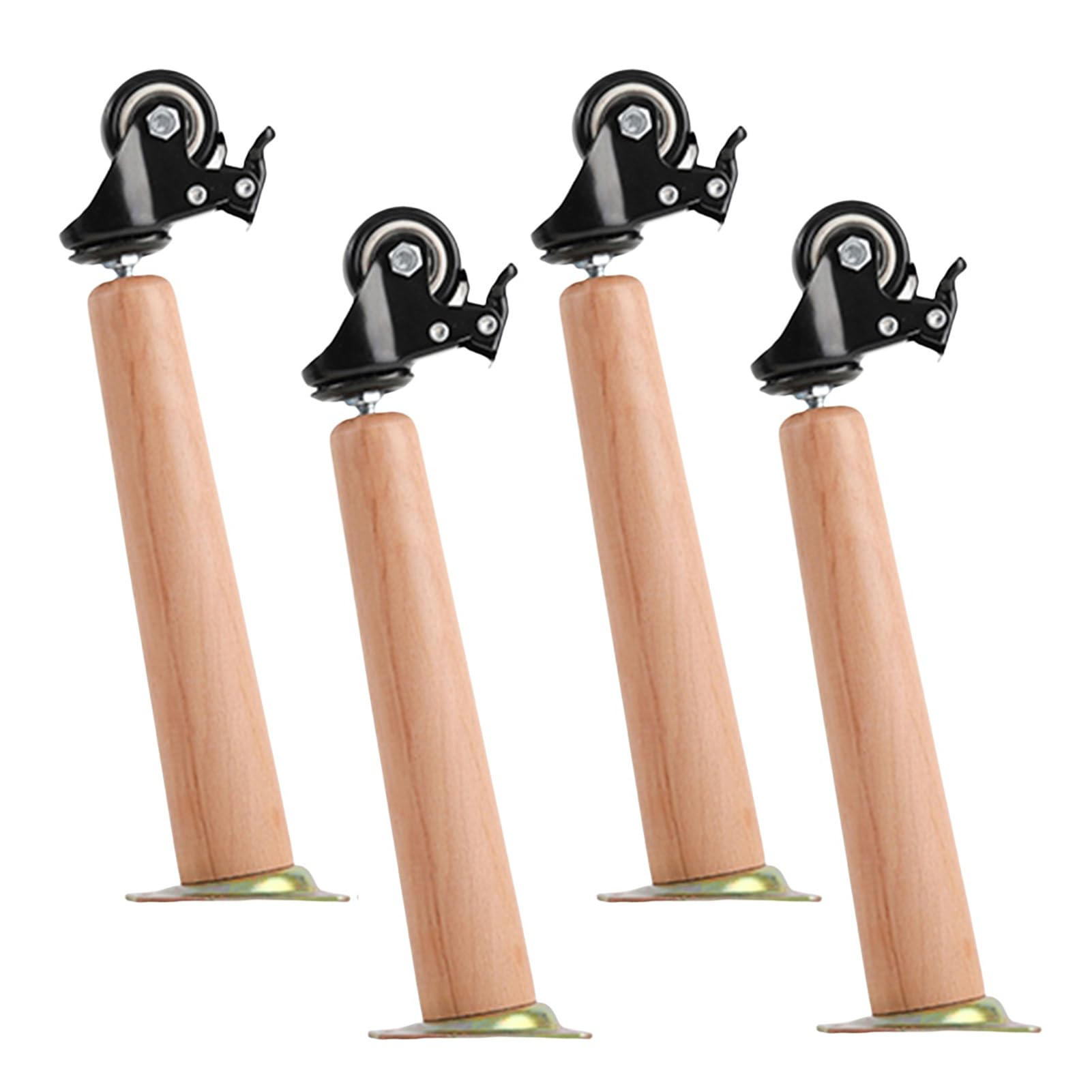 Confezione da 4 gambe regolabili per tavolo, piedini per mobili in legno massiccio con ruote dei freni, design rotondo conico, perfetti per armadi e progetti fai da te (altezza 10 cm)