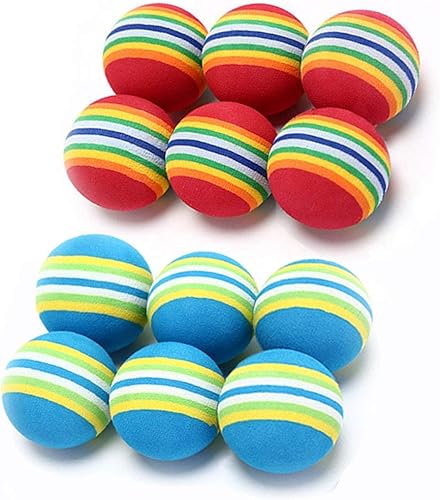 Paquete de 12 bolas de juguete de 2 colores arcoíris para gatos, espuma EVA suave, interactivas, juguetes favoritos de gatitos para interiores,