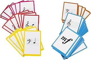 Basic Piano Theory Posters Set, 104 Double-Sided Piano Note Flash Cards and Piano Music