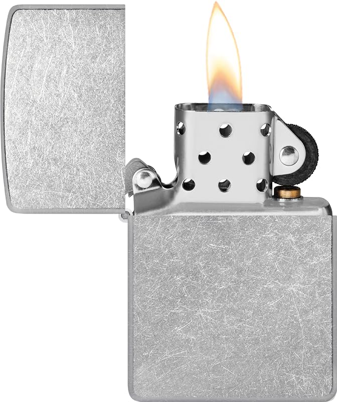 Image of Zippo Stainless Steel Classic Street Chrome, Silver, Pocket Windproof Fuel Premium Lighter (BIS Certifed)