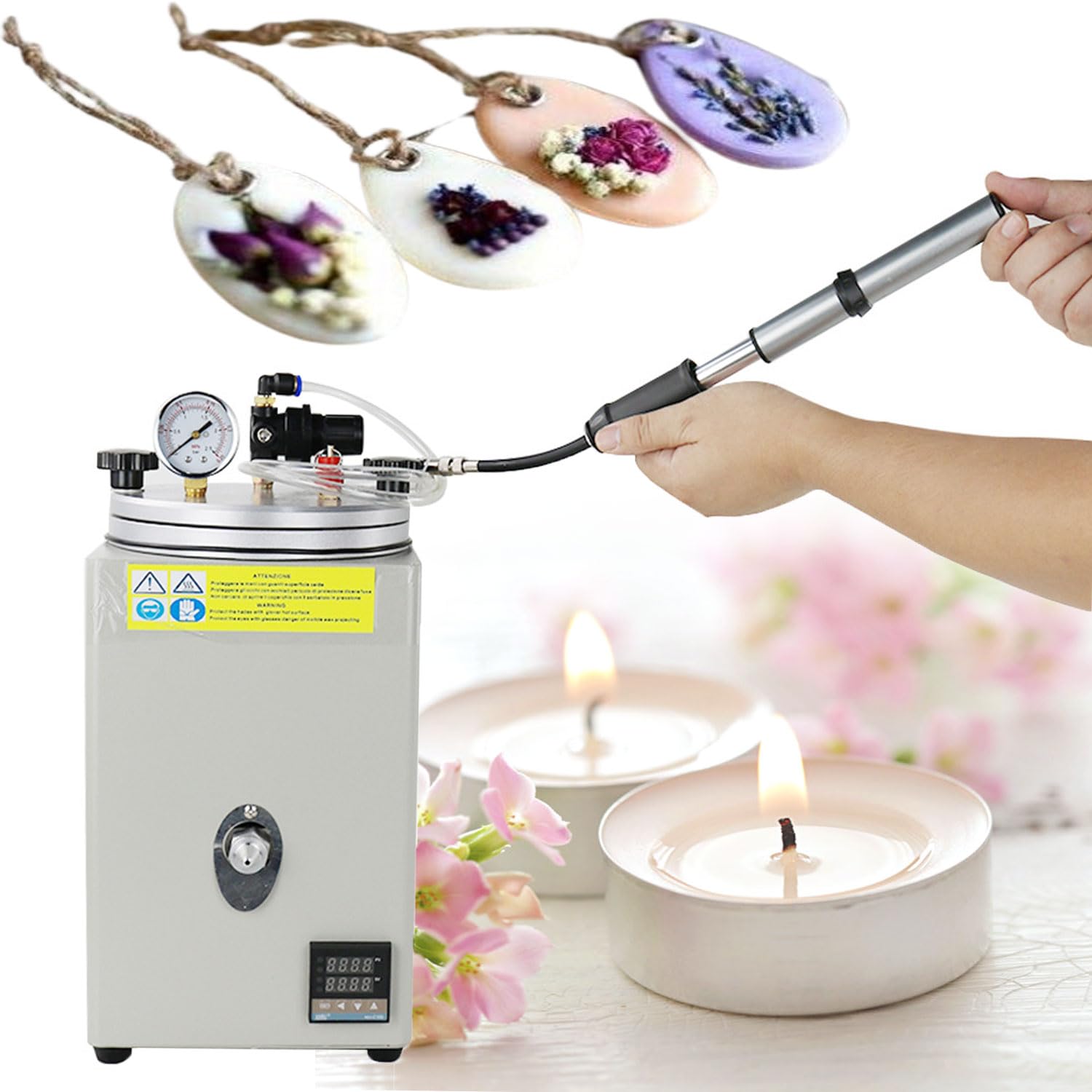 JOSBY Macchina per iniezione di Cera con Pompa, iniettore di Cera Gonfiabile Manuale, con manometro e Maniglia della Pompa, Temperatura Regolabile da 0 a 100 ℃, Macchina per Fusione di Cera