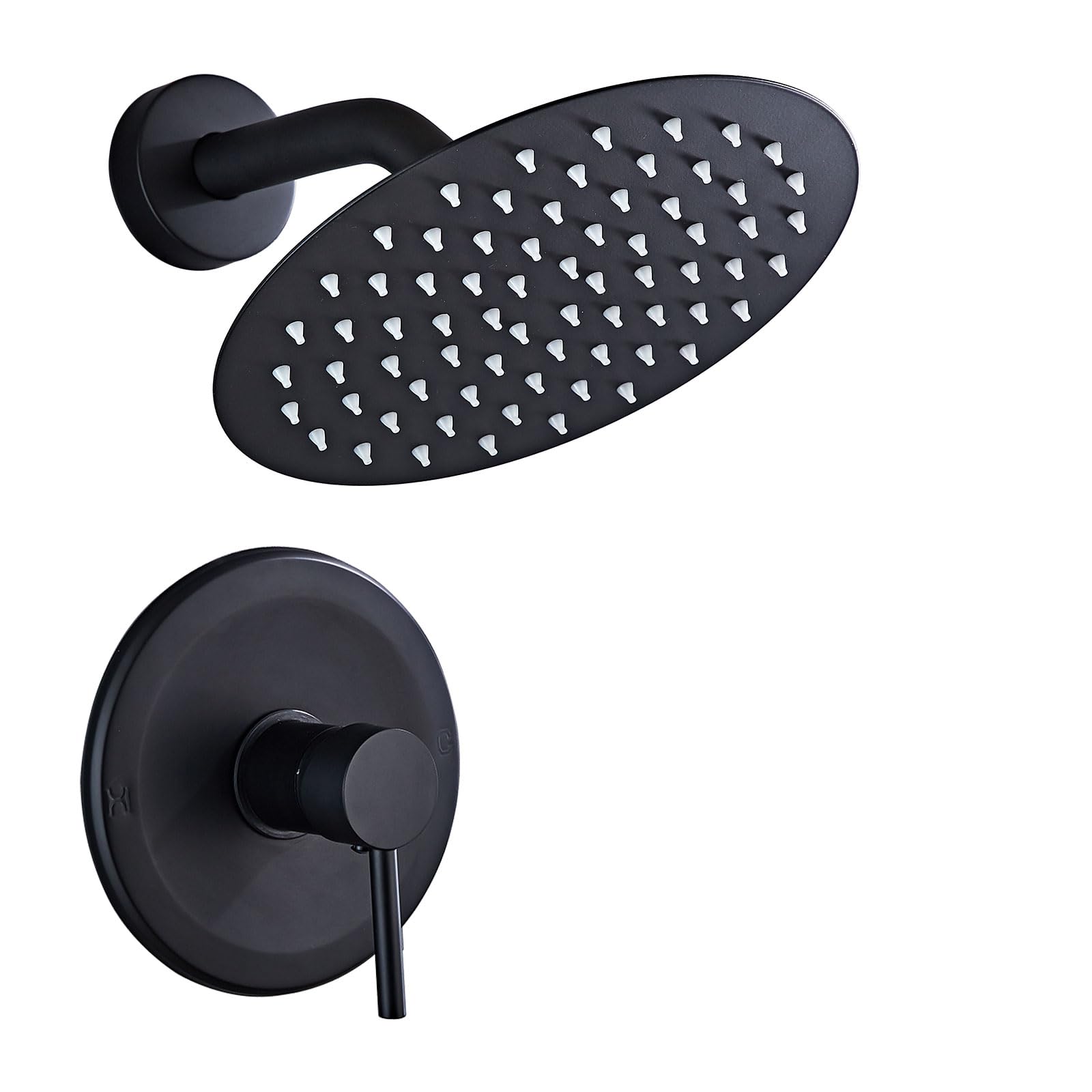 SaniteModar Ducha Empotrada Negra, Grifo Ducha Empotrado con 20cm Ducha de Lluvia, Duchas de Baño Empotradas con Alcachofa
