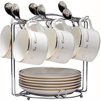Yontree 6 Hooks Mugs Tree Cup Rack Dishes Organizer Style B