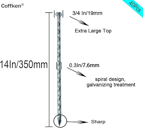 Miniatura 10 de Estacas de jardín en espiral resistentes de 14 pulgadas, estacas de jardín de metal galvanizado sólido para fijar bordes de pavimentación, barreras