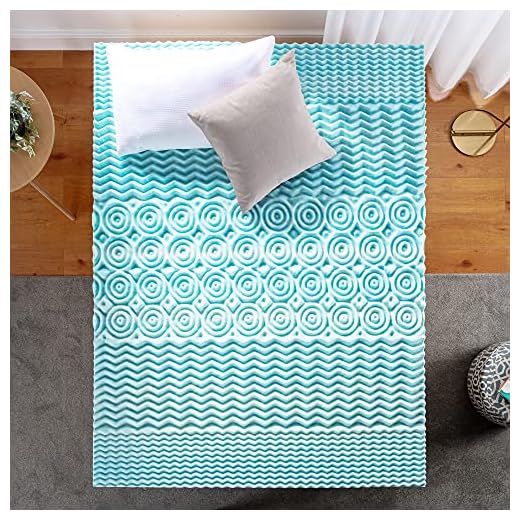 Zinus 1 Inch Green Tea Cooling Gel Memory Foam Zoned Support Mattress Topper, Full