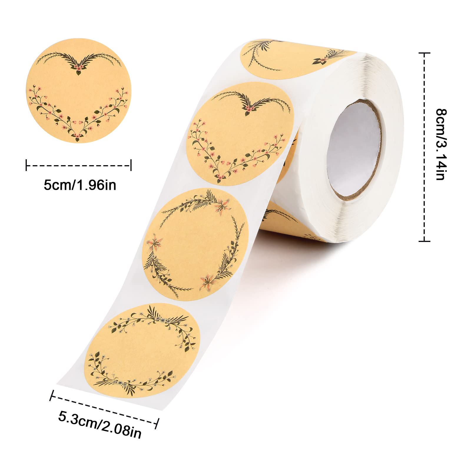 Rollo De 500 Piezas De Pegatinas Redondas Soledad En Kraft Autoetiquetas DIY Marrón | Bodega