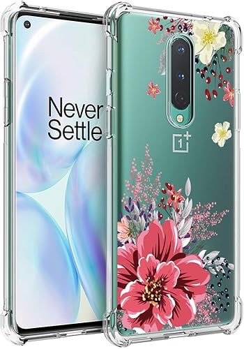 Osophter Funda para Oneplus 8 no compatible con la versión Verizon, diseño floral de flores para niñas y mujeres, absorción de golpes, flexible de