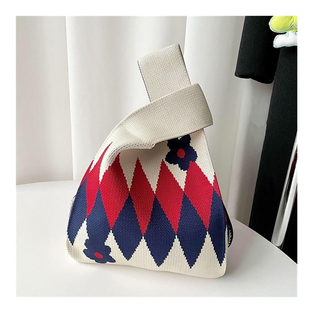 Dziane torebki Torba na nadgarstek, damska torebka z dzianiny paskiem kwiatowy nadruk wielokolorowy 20x35cm(Purple)