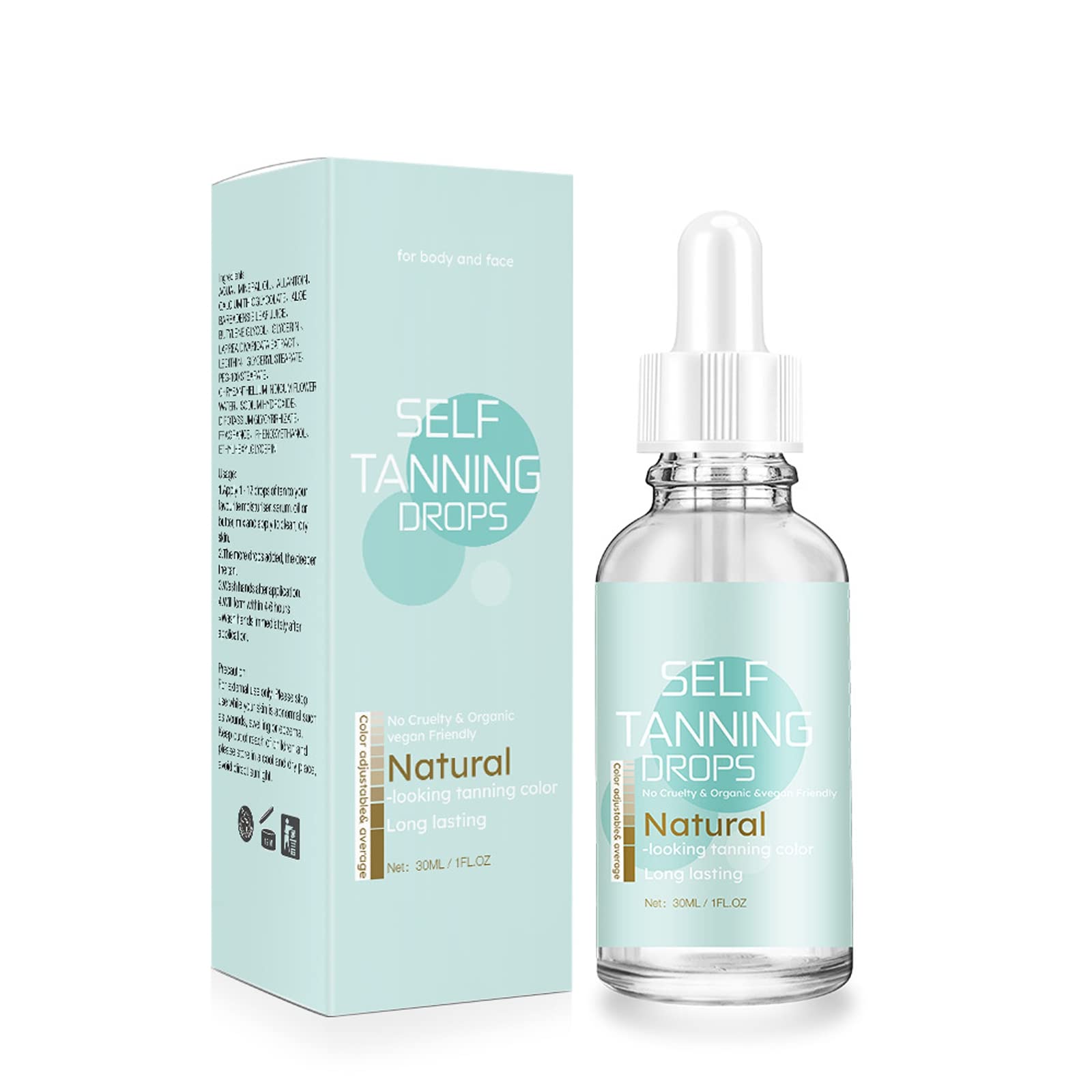 Self Tanning Oil, Self-Tanning Drops, Streak Free Natural Looking Fake Tan, Lightweight, Buildable Formula Gives a Sun-Kissed Glow without UV Damage, Achieve a Natural Tan at Home