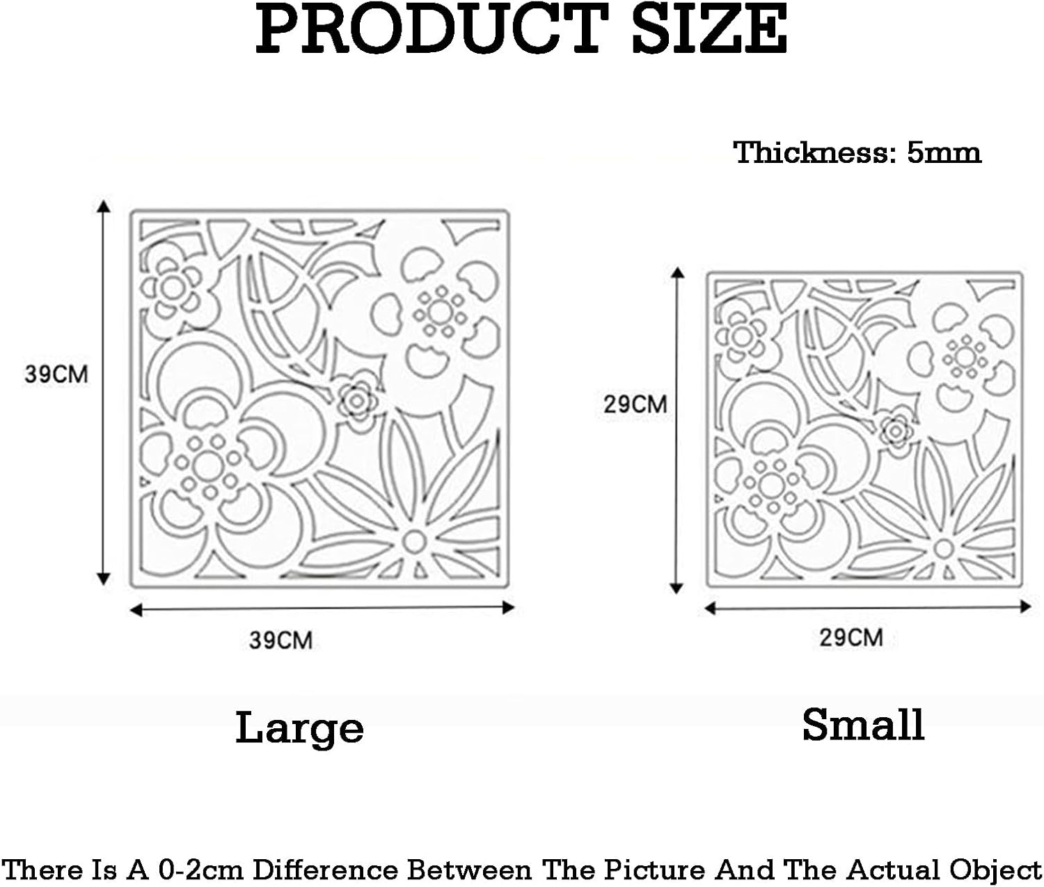 ホワイト薄型PVCホームスクリーンパネル、中空デザインスペースディバイダースクリーン、家庭用リビングルーム寝室居間装飾用(White