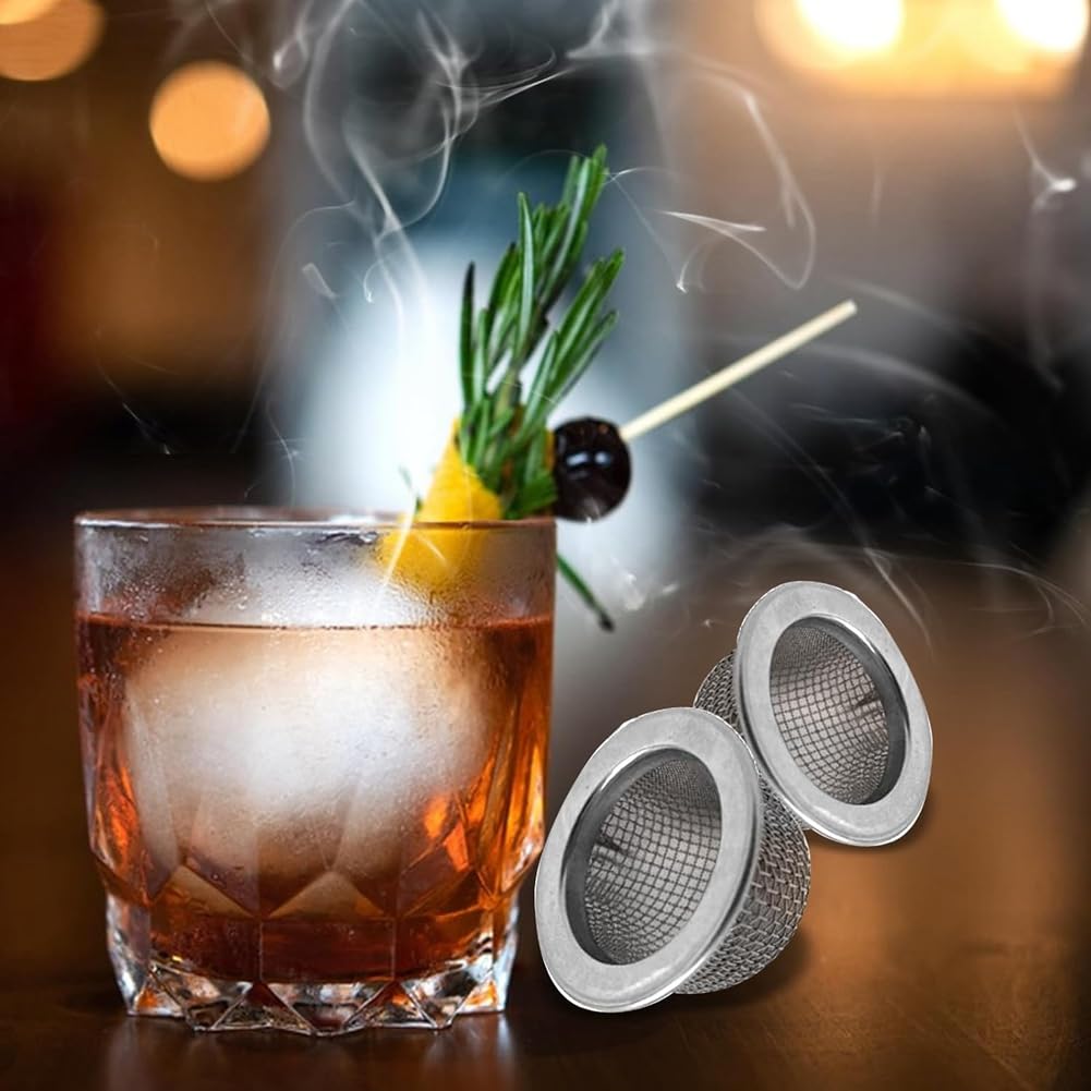 Wuden 20Pcs Cocktail Smoker Filter Accessories, Double Screen Filter, Washable Stainless Steel Mesh Screen Filter Bowl
