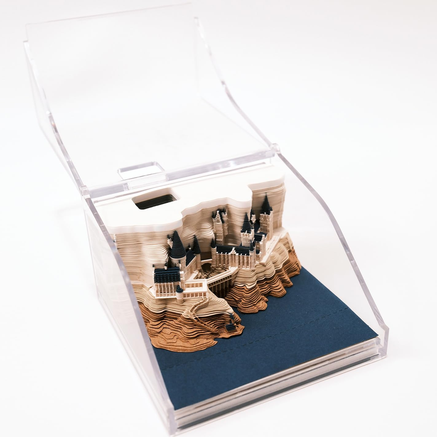 Blocco note 3D, non incollato, arte su carta 3D con scatola display trasparente, 9 x 9 x 5 cm, 150 fogli, centrotavola con modello di carta
