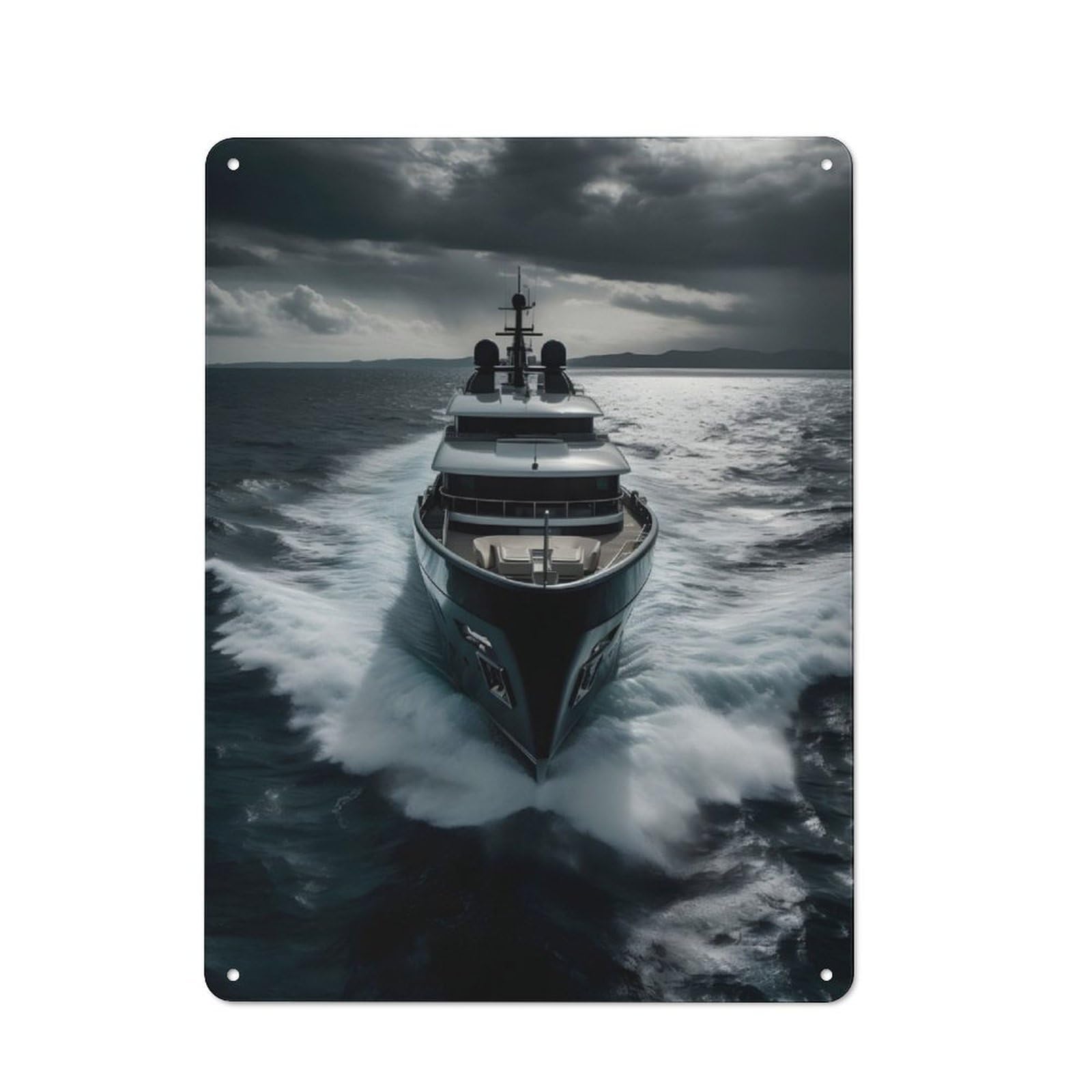Yacht Cruise Understated Metal Wall Decor 40x30cm, Decorative Metal Sign for Workspace, Cafe, Shop Or Desk Area