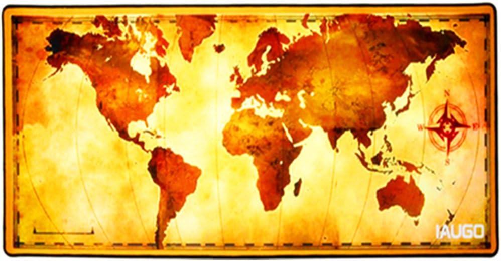 IAUGO Large Mouse Pad Extended Gaming Mouse Mat XXXL,Stitched Edges,Wide & Long Mousepad 3ft X 1.3ft [0.12inch-Thick](Old map)