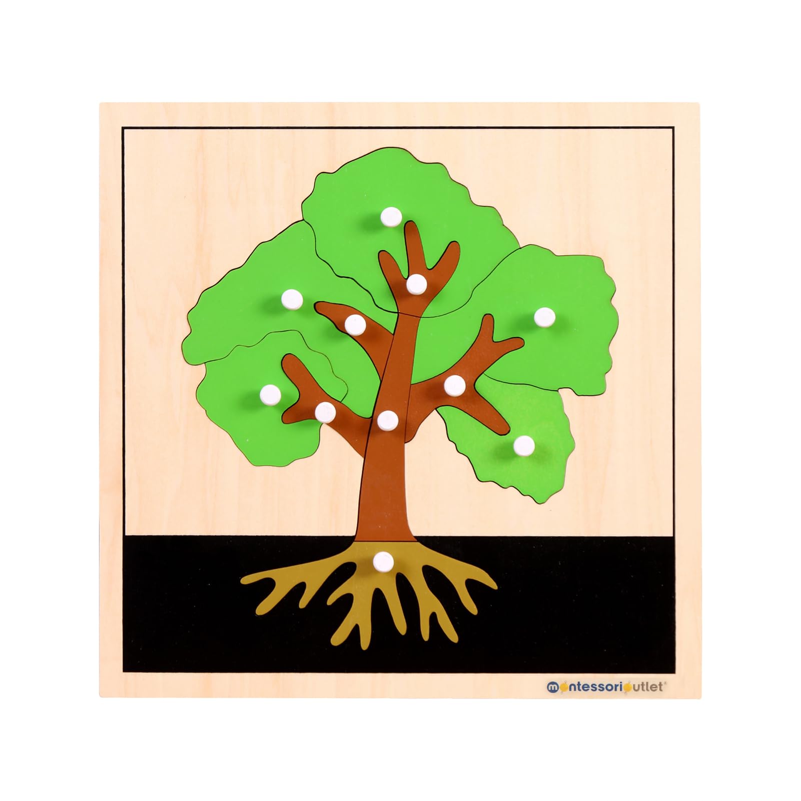 MONTESSORI OUTLET Nature Materials Tree Puzzle Early Preschool Learning Toys for 3-12 Year Old Kids and Toddler