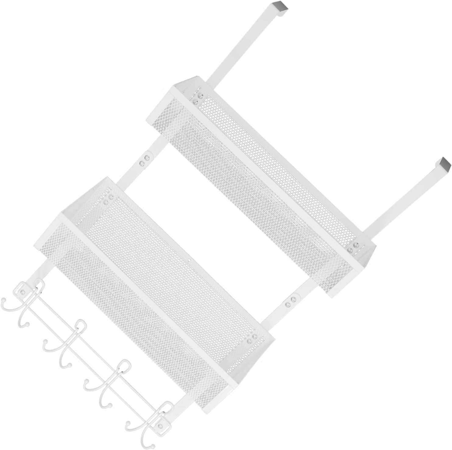 Unomor Over Door Storage Basket Multi Organizer with Hooks for Easy Installation Mesh Design Back of Door Organizer Shelf for Bedroom and Pantry