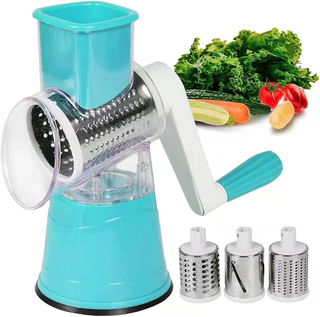 Multi-Purpose Rotary Graters for Kitchen, Rotary Cheese Grater, Kitchen Essential Tools for Fruits, Vegetables, Spiralizers, Easy to Clean and Cutting, Vegetable Shredders, 26 x 11.5 x 24 cm