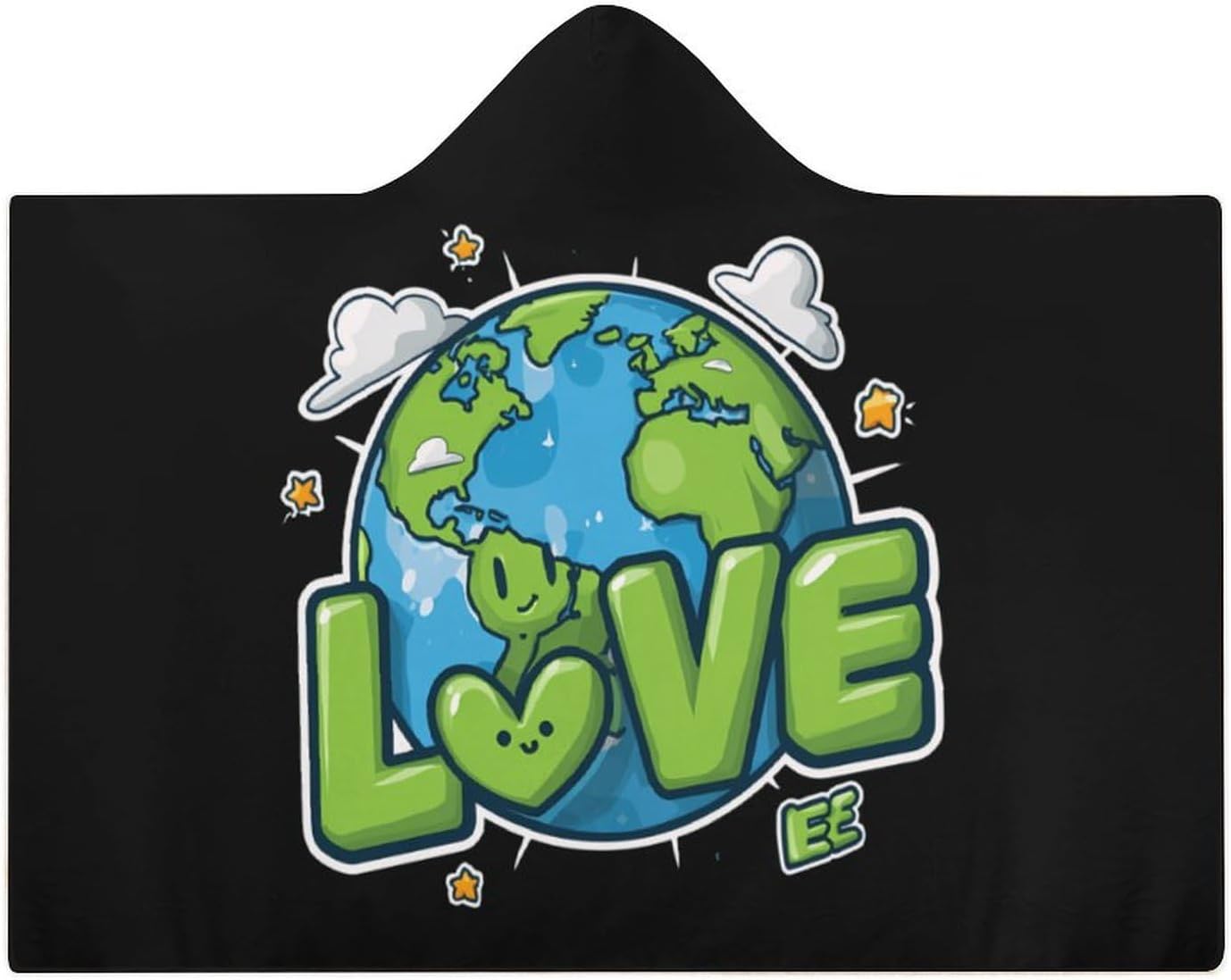 Love Earth Wearable Blanket Oversized Throw Cape | Cozy Hooded Blanket Gifts for Women Men