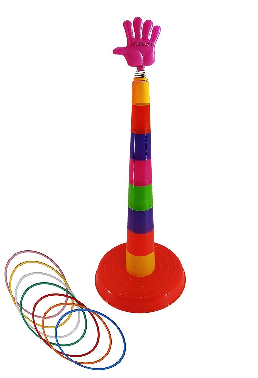 PANSHUB Shape Recognition Aim and Strike Game Toy for Kids , Ring Toss Hoopla Throw Game for Toddlers Kids for Single and Group Play Indoor and Outdoor Sport Games - Multicolor