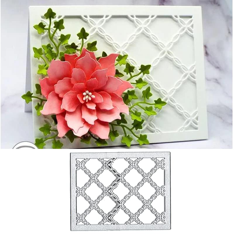 Grid Flowers Frame Metal Die Cuts, Grid Flowers Frame Cutting Dies Cut Stencils DIY Scrapbooking Cards Decorative Embossing Paper Dies for Album Card Scrapbooking Making