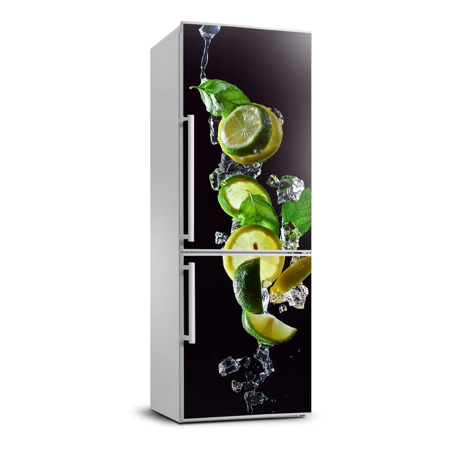 Vinilo adhesivo para nevera de 70x190 cm con diseño de lima y limón para decorar la cocina