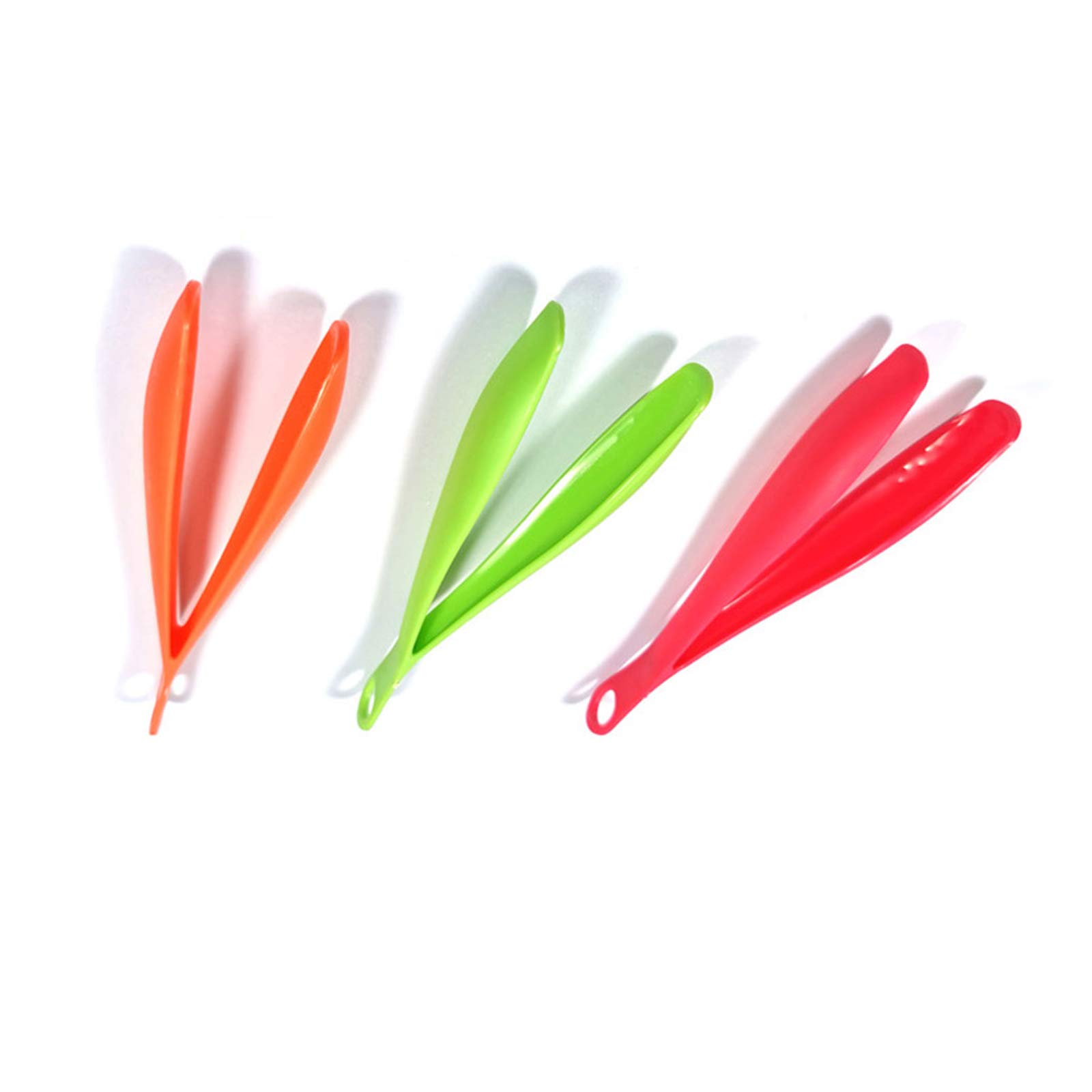 3PCS Kitchen Tongs, Plastic Cooking Tongs Tips Heat Resistant Food Tongs for Cooking, Baking, BBQ (Red+Green+Orange)