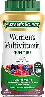 Nature's Bounty Multivitamínico para mujeres, suplementos vitamínicos para adultos, sabor a frutas, 90 gomitas