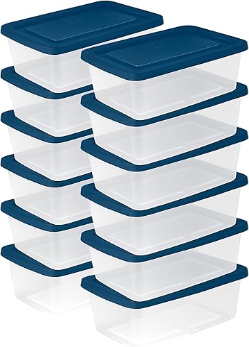 Miniatura 10 de Sterilite paquete de 5 contenedores apilables de almacenamiento con tapa, diseño de plástico transparente, 6 cuartos de galón Mindful Mint,Verde